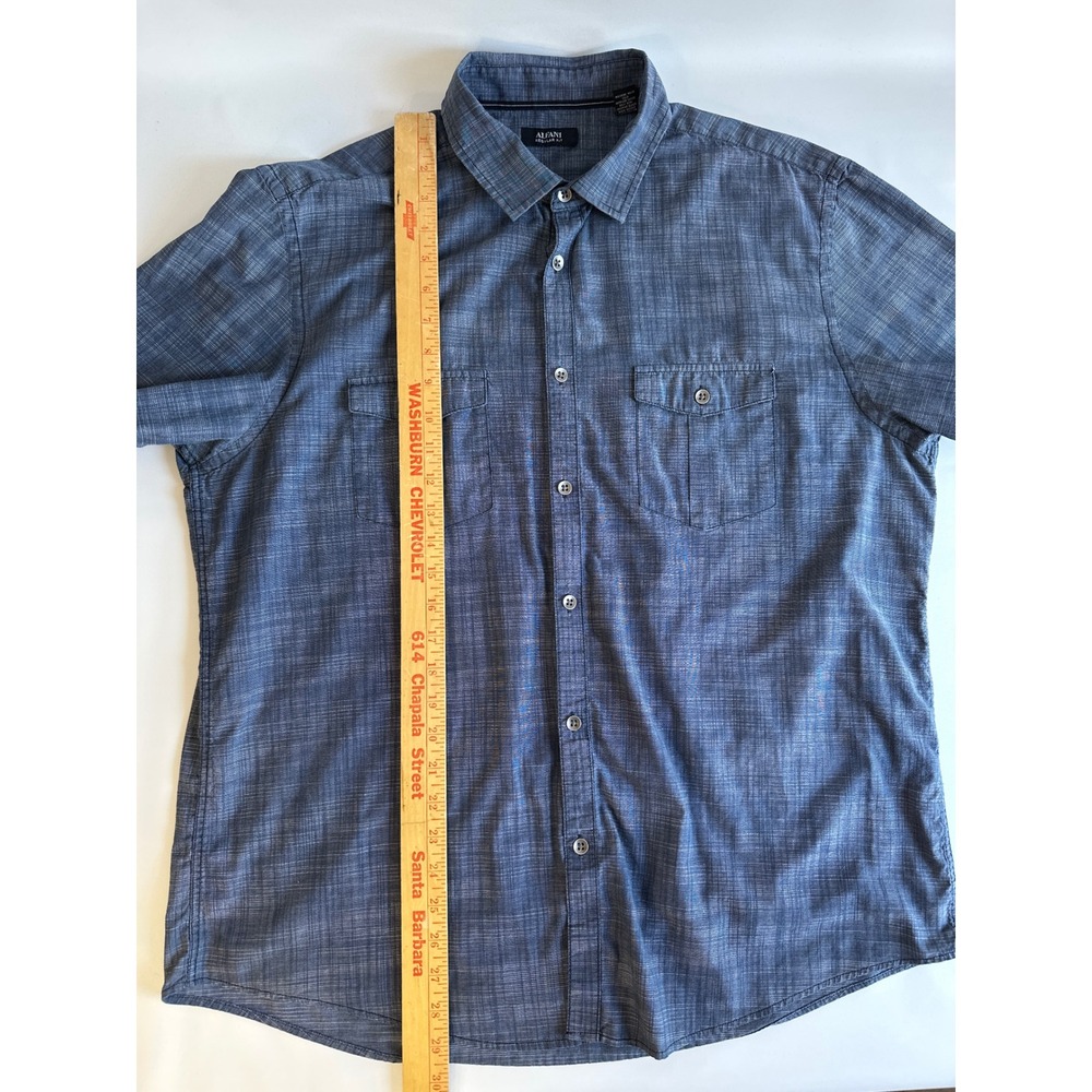 Alfani Men's XL Lot of 2 Short Sleeve Button Up Regular Fit Casual Shirts Collar - Picture 6 of 13